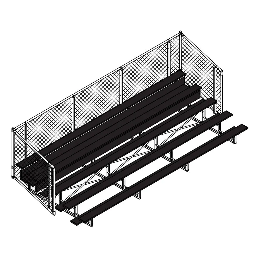Jaypro Sports Bleacher - Aluminum Bleachers with Chain Link, Powder Coated - Five Rows - 21' L ( BLCH-521CPC)