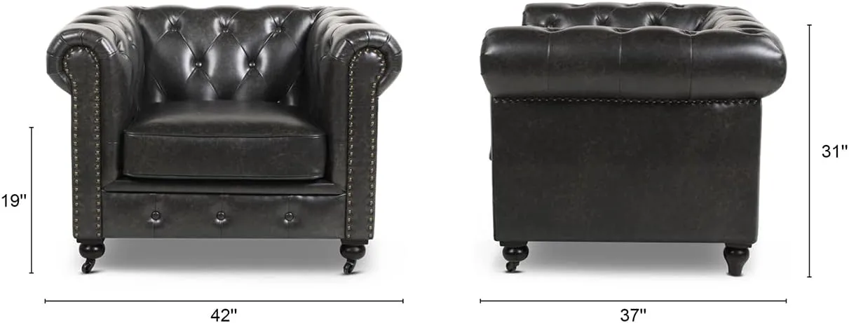 Jennifer Taylor Home 64020-1-MFB Chair, 42.5" Chesterfield Accent Armchair