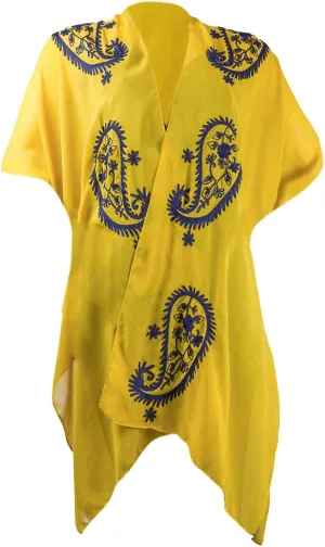 Jessica McClintock Rose Chain Print Rhinestone Beach Cover Up Swimsuit Sheer Kimono Cardigan