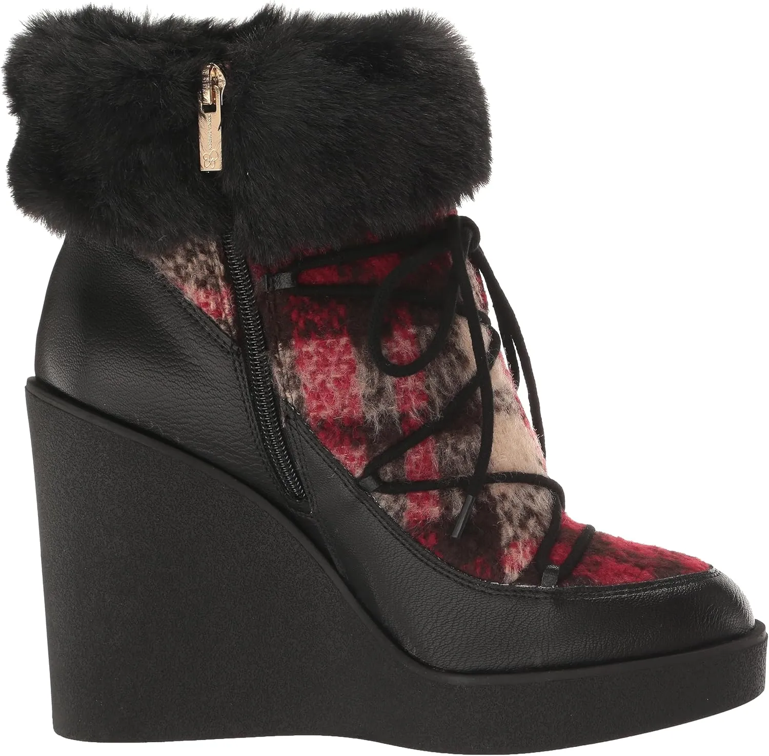 Jessica Simpson Women's Myina Wedge Fur Bootie Ankle Boot