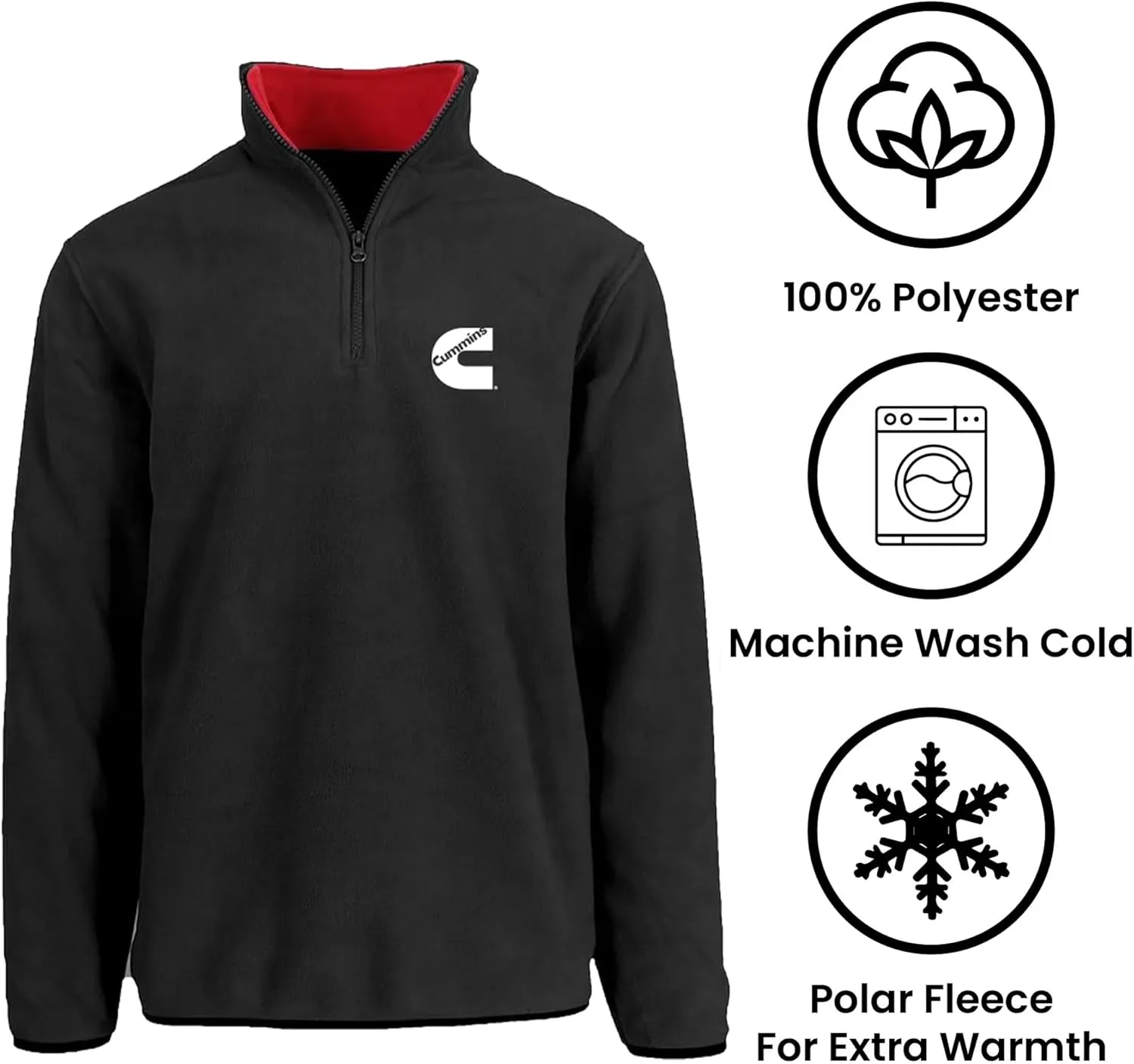 JH DESIGN GROUP Men’s Cummins Diesel Quarter Zip Fleece Sweatshirt Jacket
