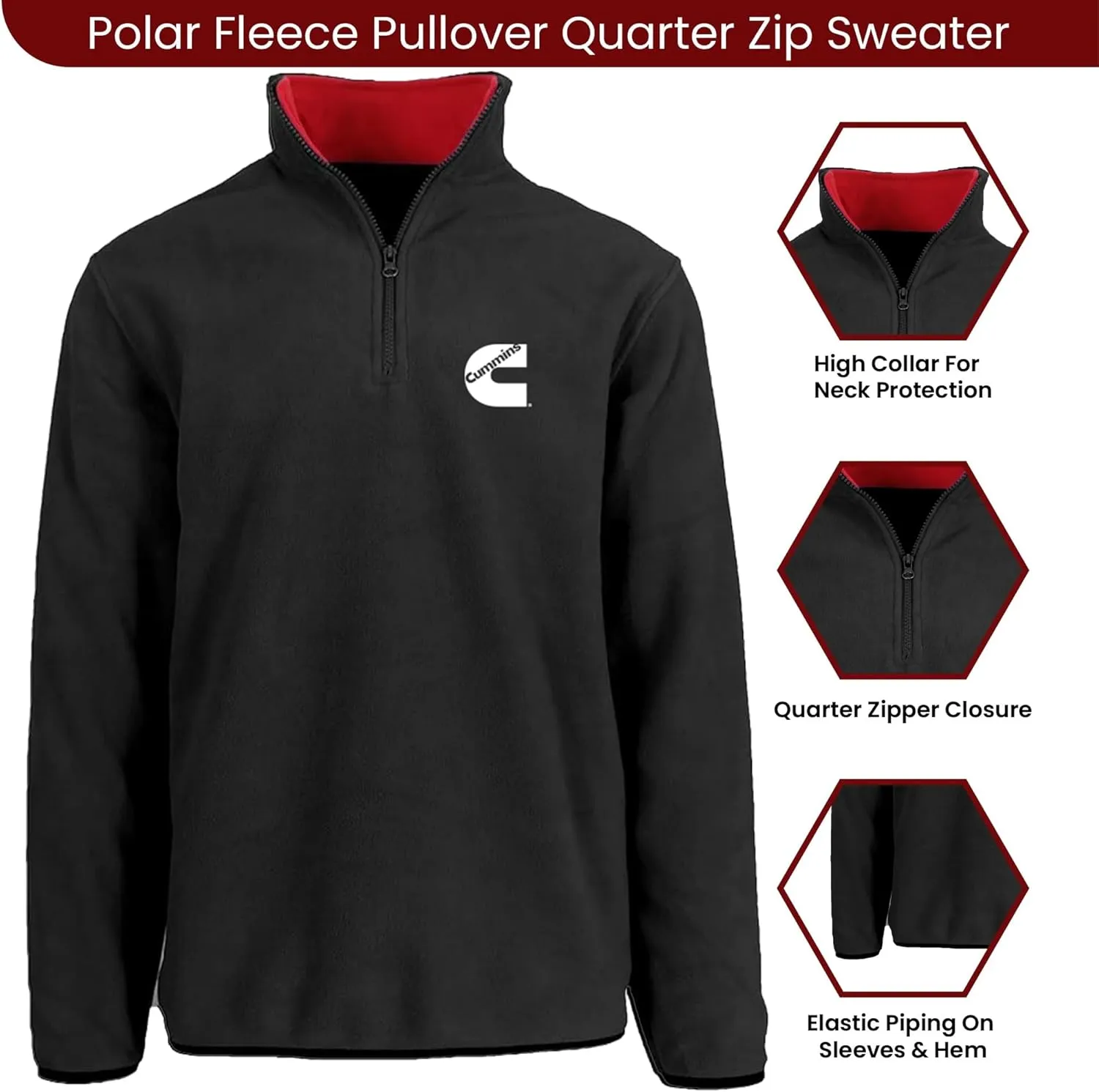 JH DESIGN GROUP Men’s Cummins Diesel Quarter Zip Fleece Sweatshirt Jacket