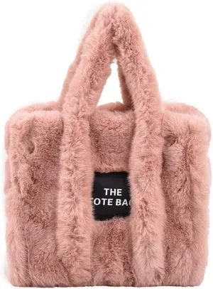 JHTPSLR Fuzzy Tote Bag for Women Winter Furry Handbag Light Academia Aesthetic Stuff