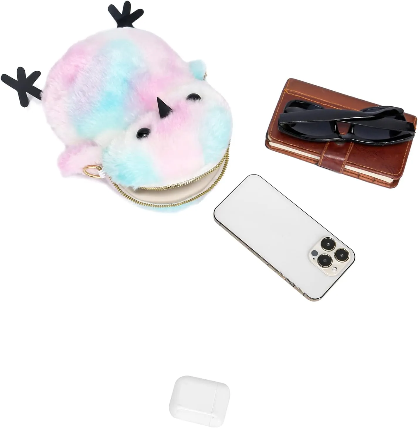 JHVYF Women Cute Plush Crossbody Bag Chic Small Shoulder Purse Cell Phone Wallet For Girls