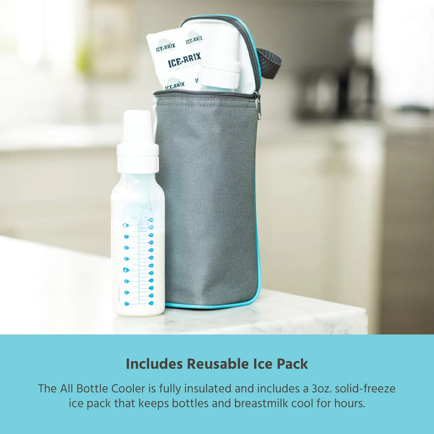 J.L. Childress Breastmilk Cooler Bag - Ice Pack Included - Insulated & Leak Proof Newborn Bottle Bag - Fits 1-2 Bottles - Bottle Bag for Daycare - Breastmilk Cooler Bag for Travel