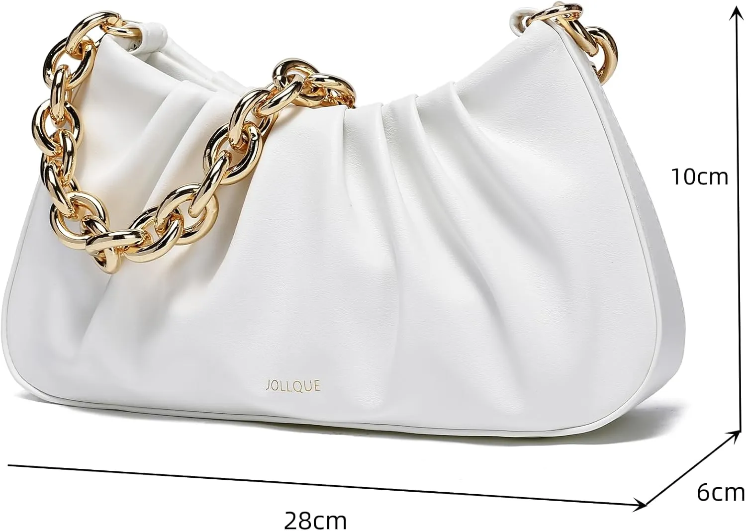 JOLLQUE Shoulder Bag for Women,Small Leather Dumpling Bags Handbag Purse,Gold Chain Evening Clutch Purses