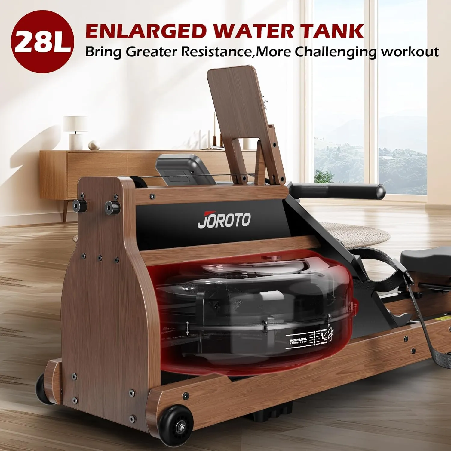 JOROTO Rowing Machines for Home Use, Foldable Rower Machine with Bluetooth Monitor, Tablet Holder Water Rowing Machine