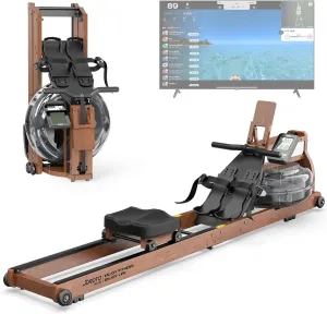 JOROTO Rowing Machines for Home Use, Foldable Rower Machine with Bluetooth Monitor, Tablet Holder Water Rowing Machine