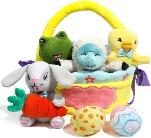 JOYIN 8 Pcs Easter Plush Basket Playset Stuffed, Cute Style Basket Stuffers, for Baby Kids Gifts, Easter Party Favors Easter Decor