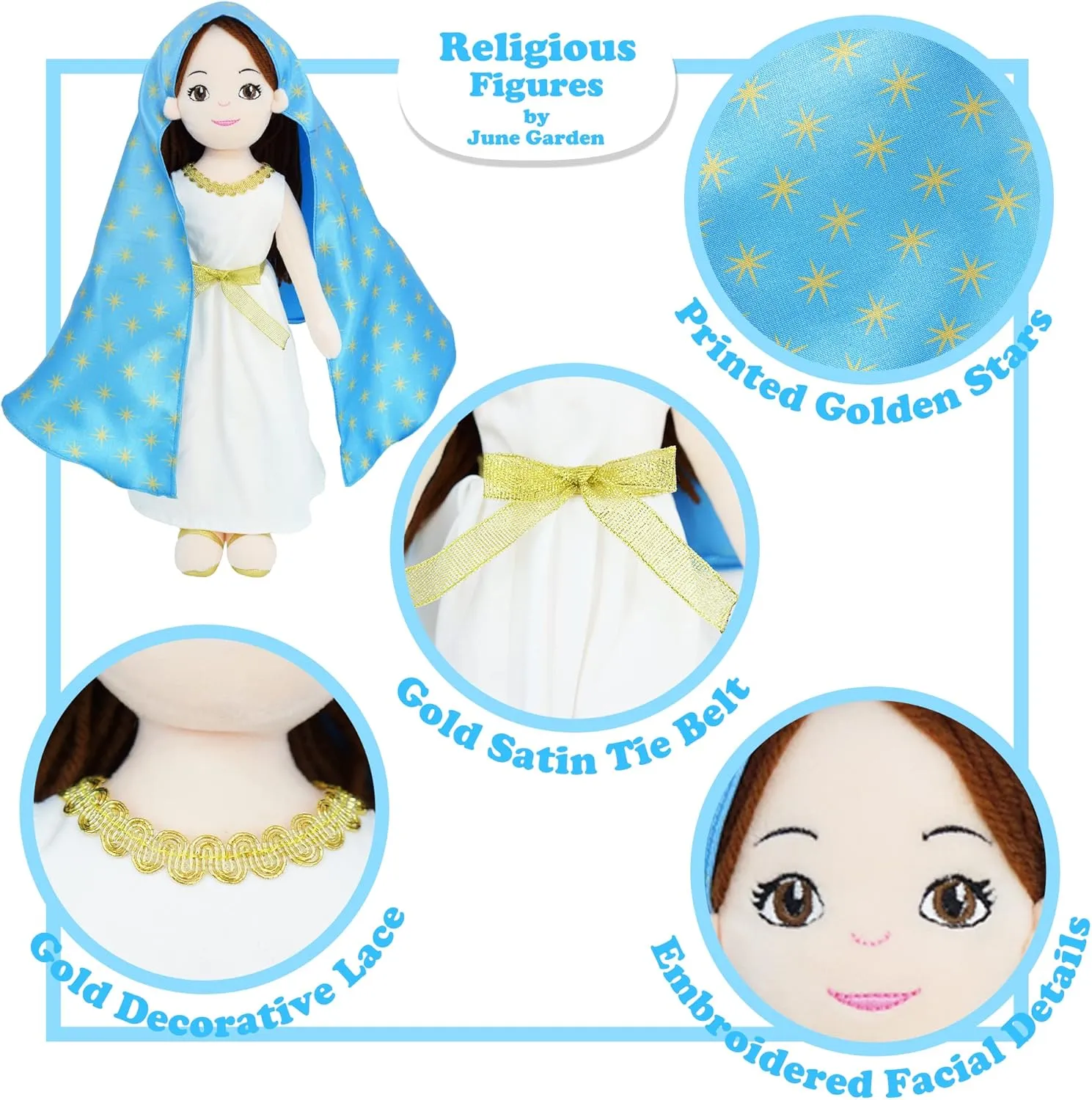 June Garden 14" Plush Religious Figure - Blessed Virgin Mary and Baby Jesus Playset
