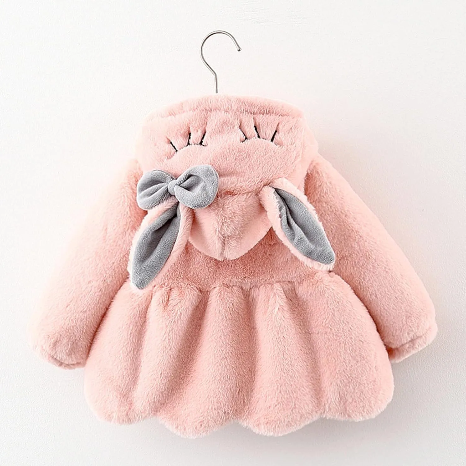 KAGAYD Bbay Girls Winter Fuzzy Coat Toddler Long Sleeve Thicken Wool Warm Windproof Outerwear with Bag