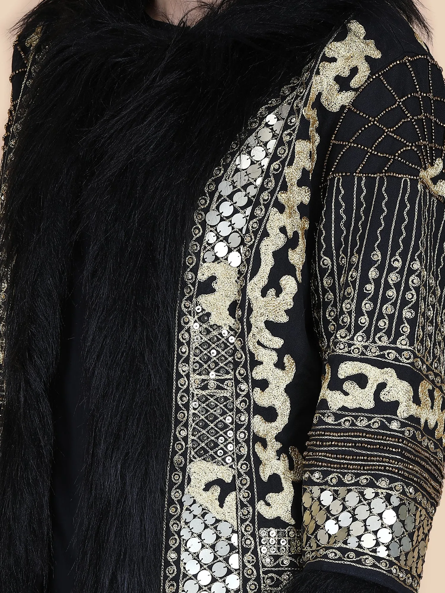 KALI EMBELLISHED  COAT BLACK