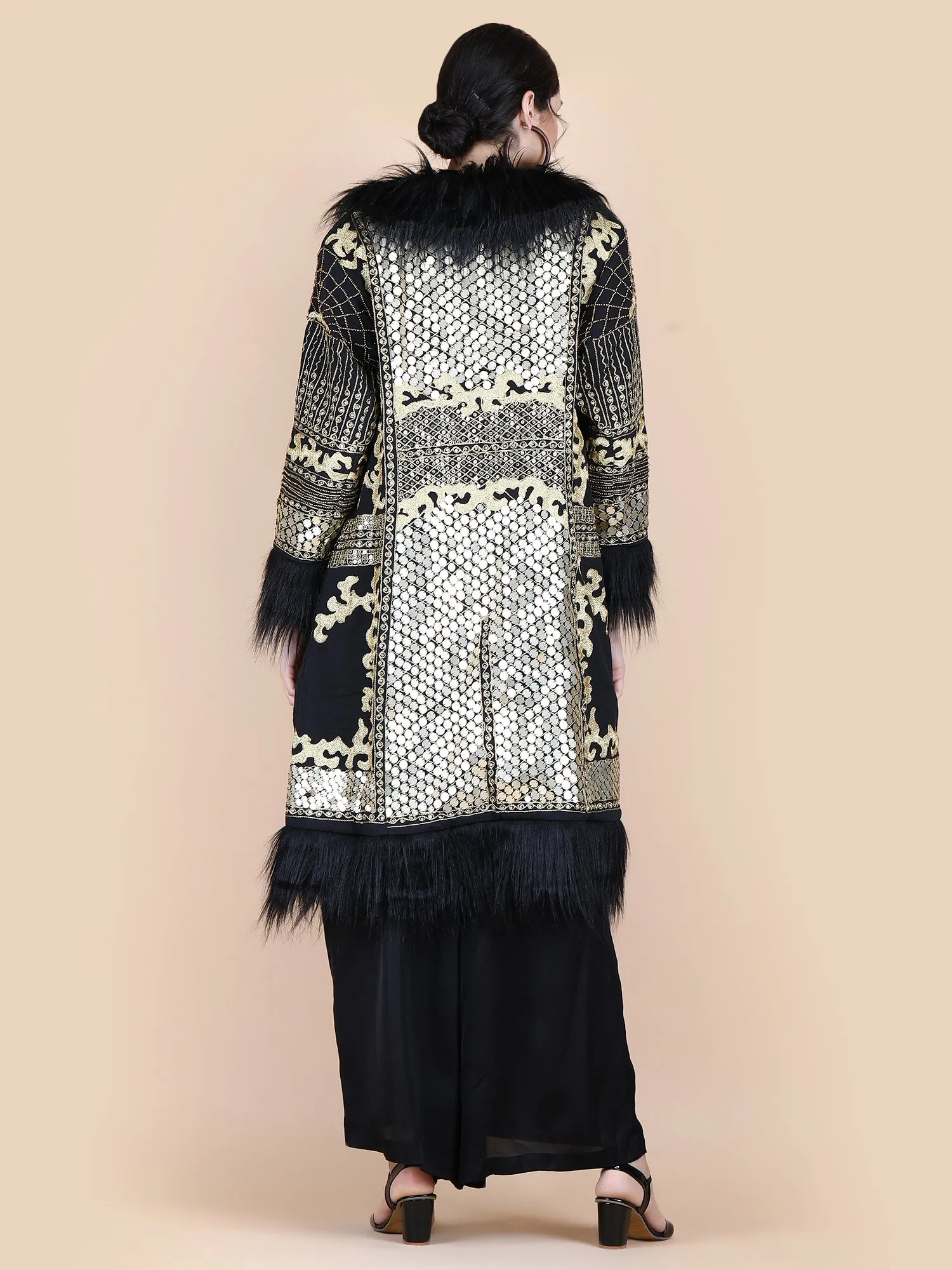 KALI EMBELLISHED  COAT BLACK