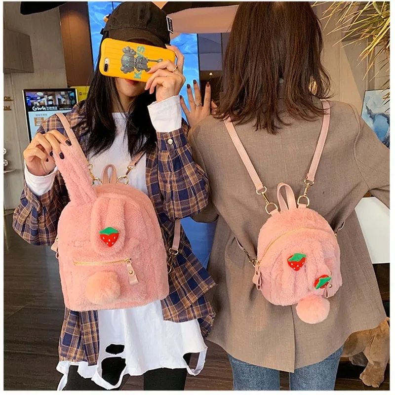 Kawaii Plush Rabbit Ear Backpack