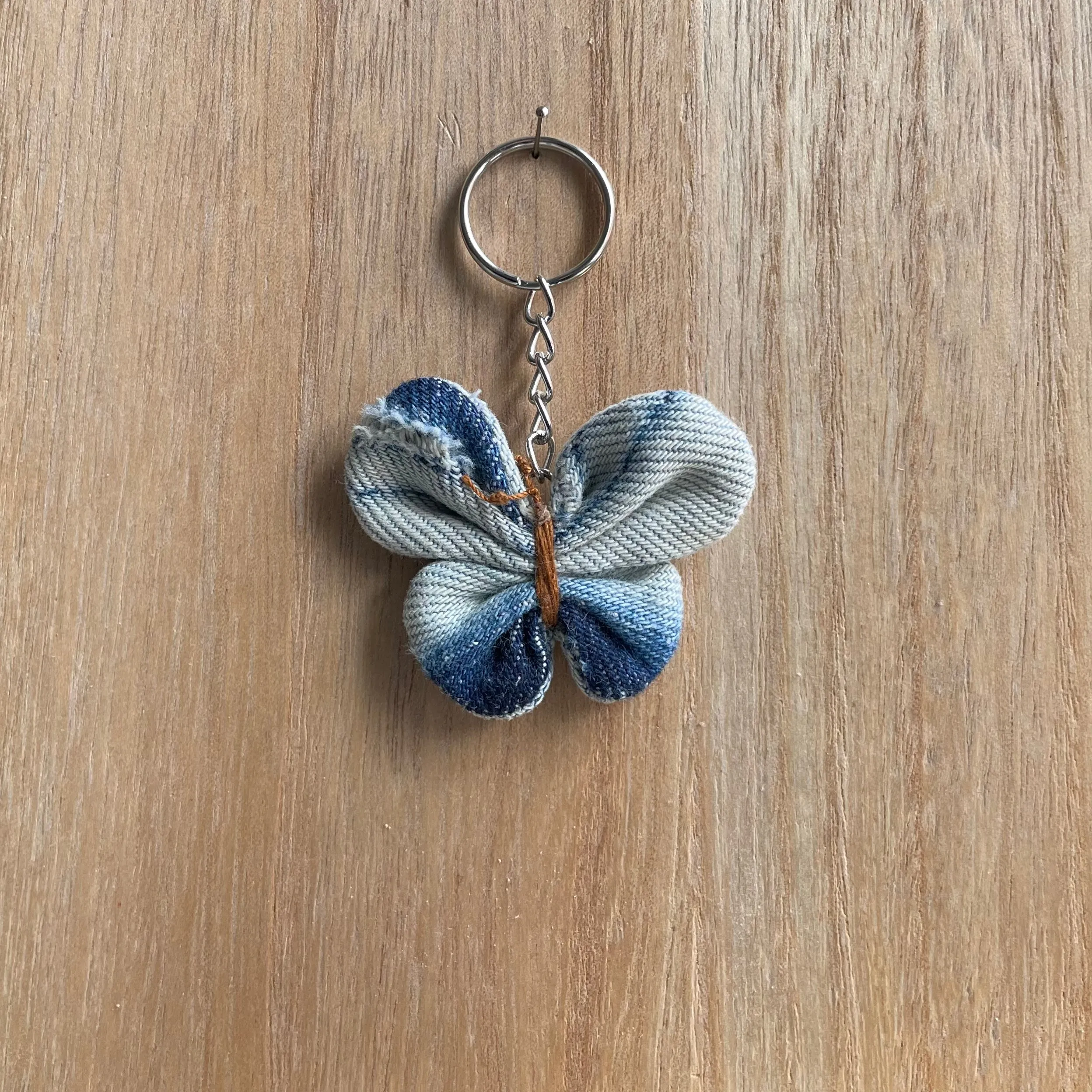 Keyring Denim Butterfly