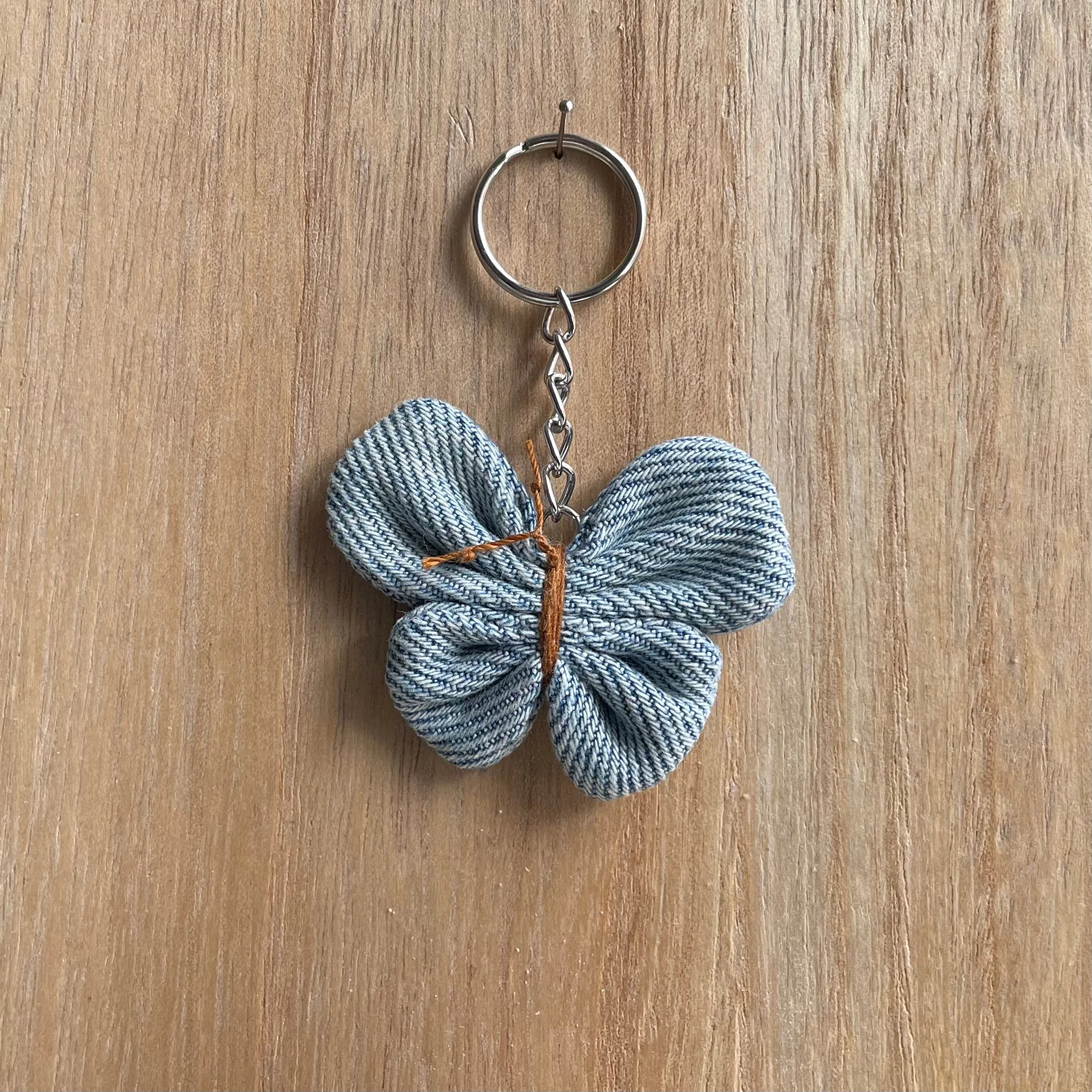 Keyring Denim Butterfly