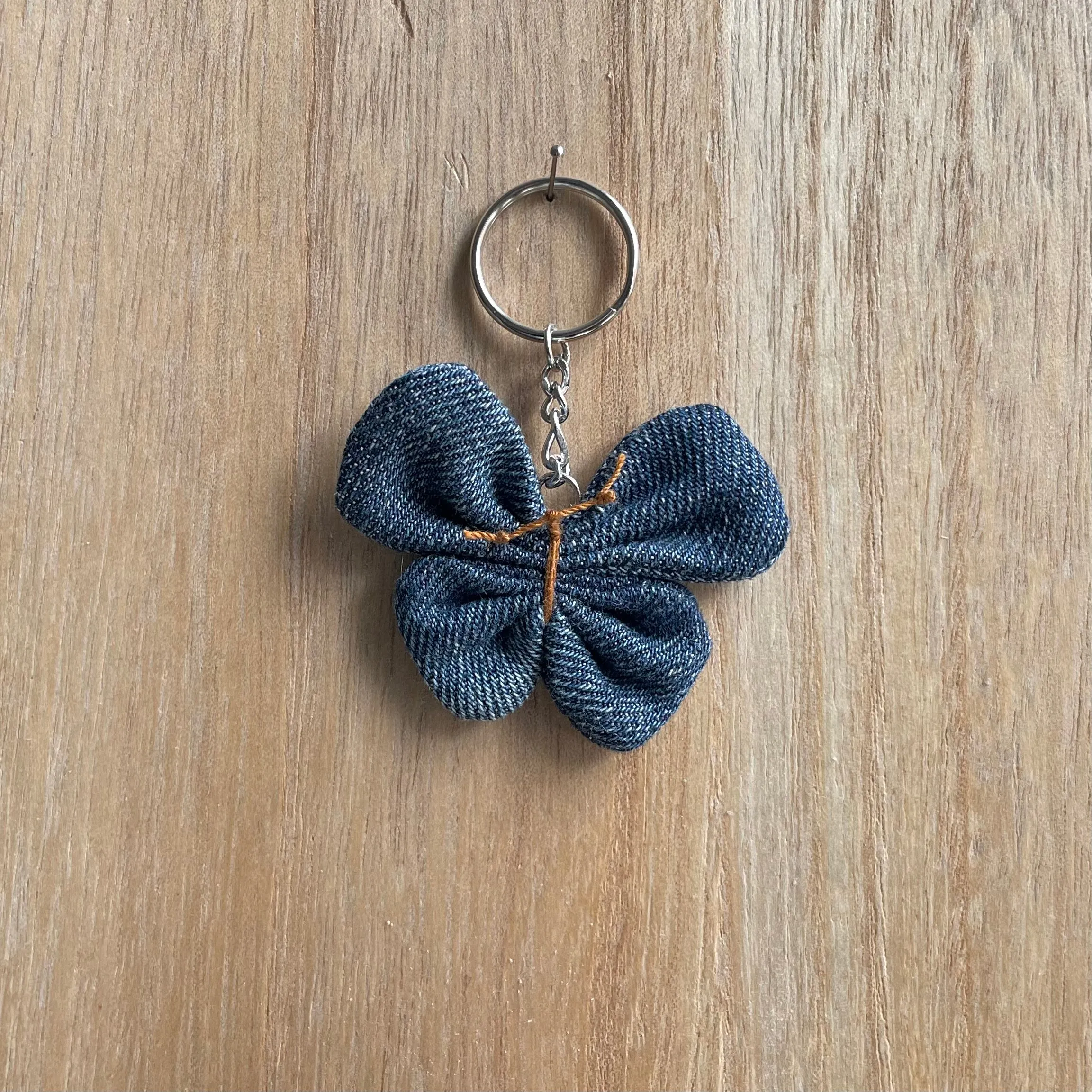 Keyring Denim Butterfly