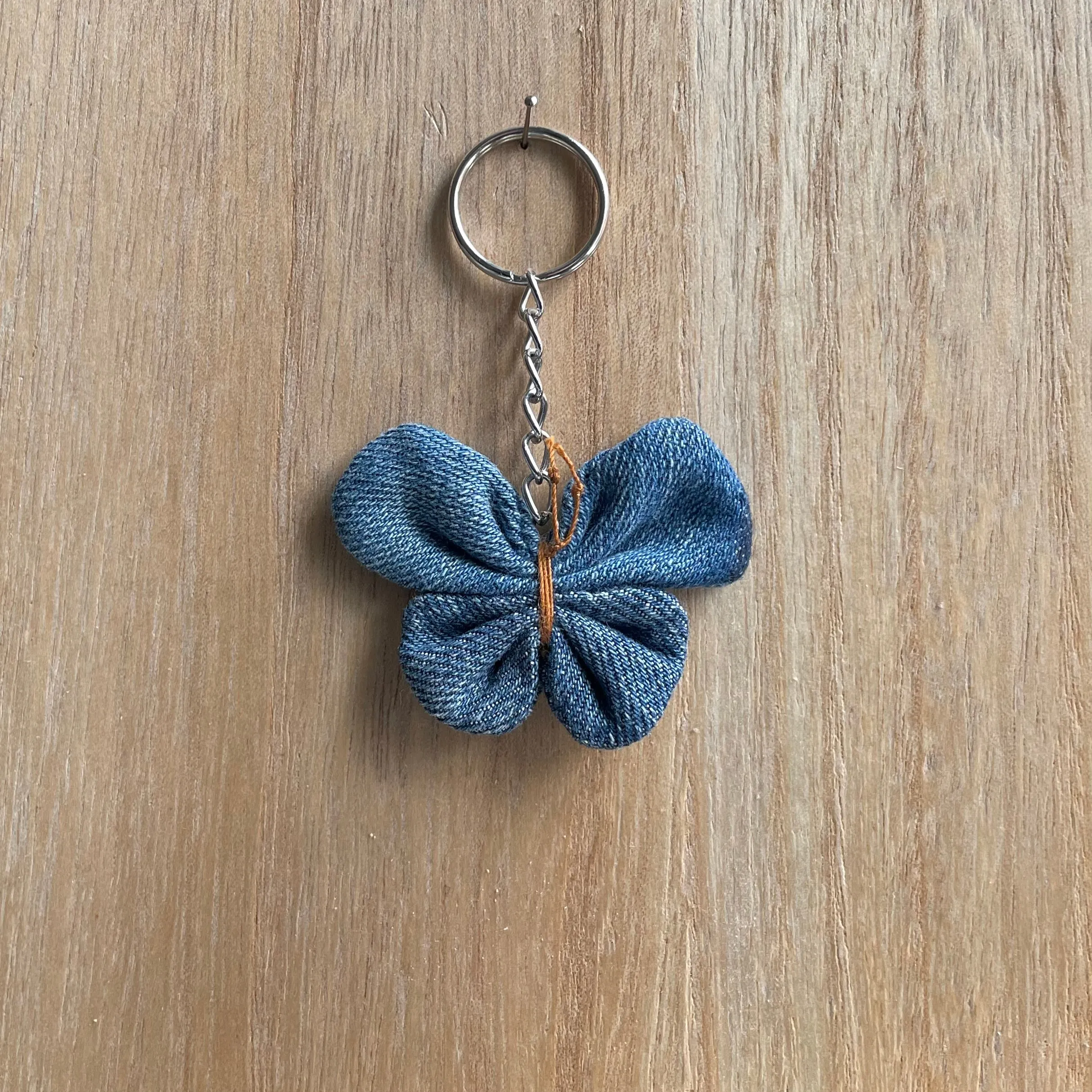 Keyring Denim Butterfly
