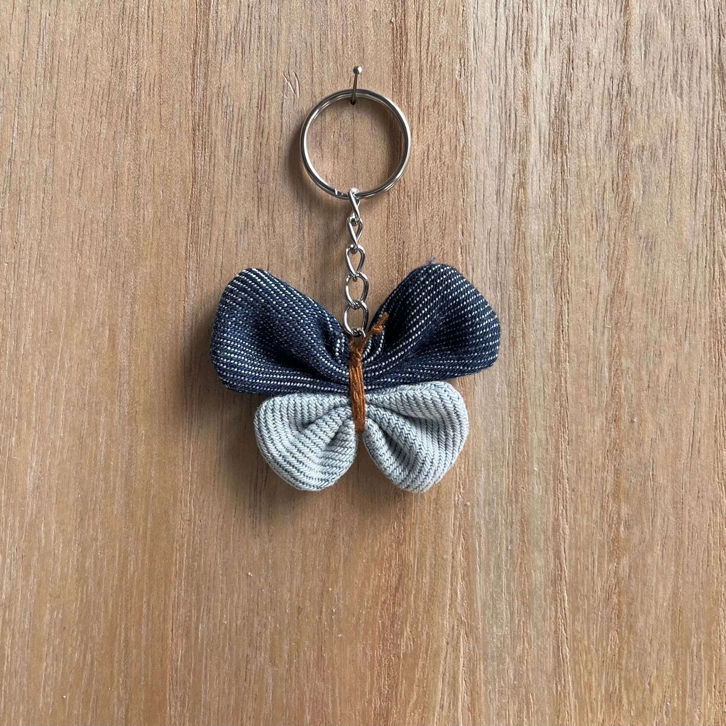 Keyring Denim Butterfly
