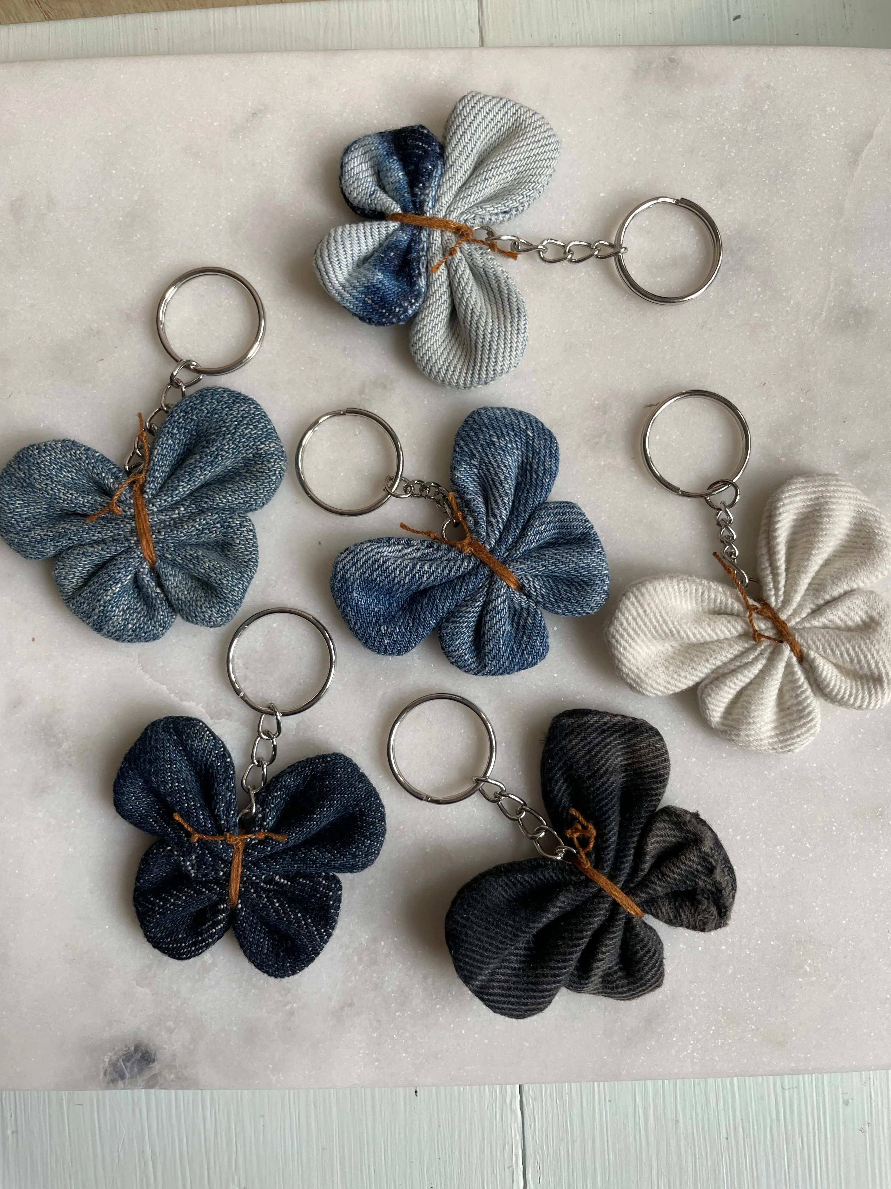 Keyring Denim Butterfly