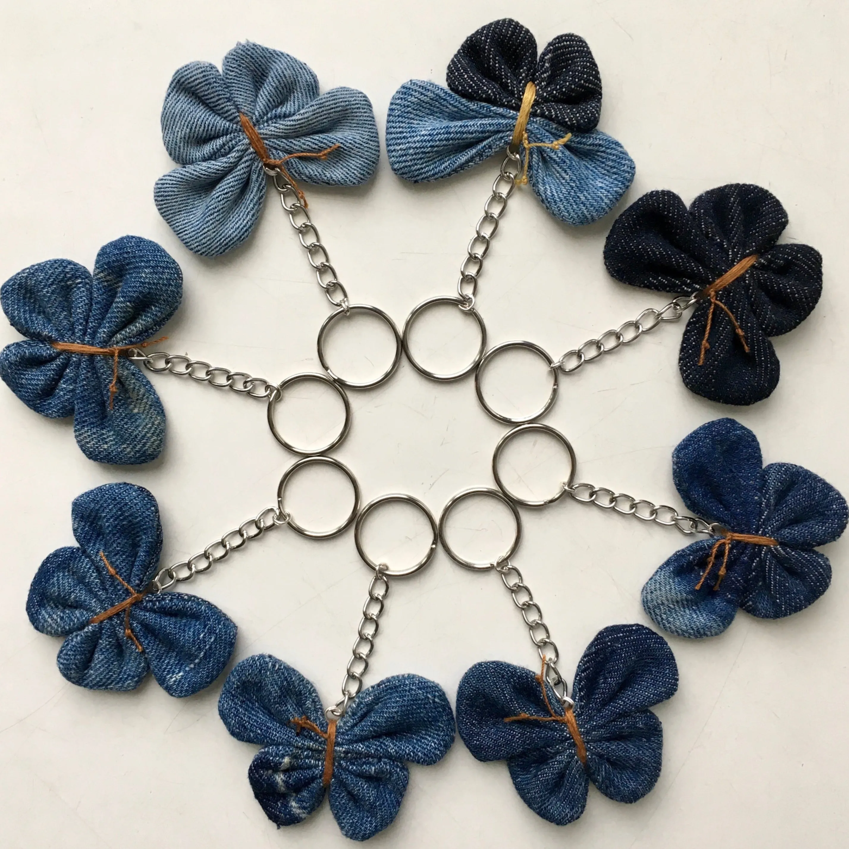 Keyring Denim Butterfly