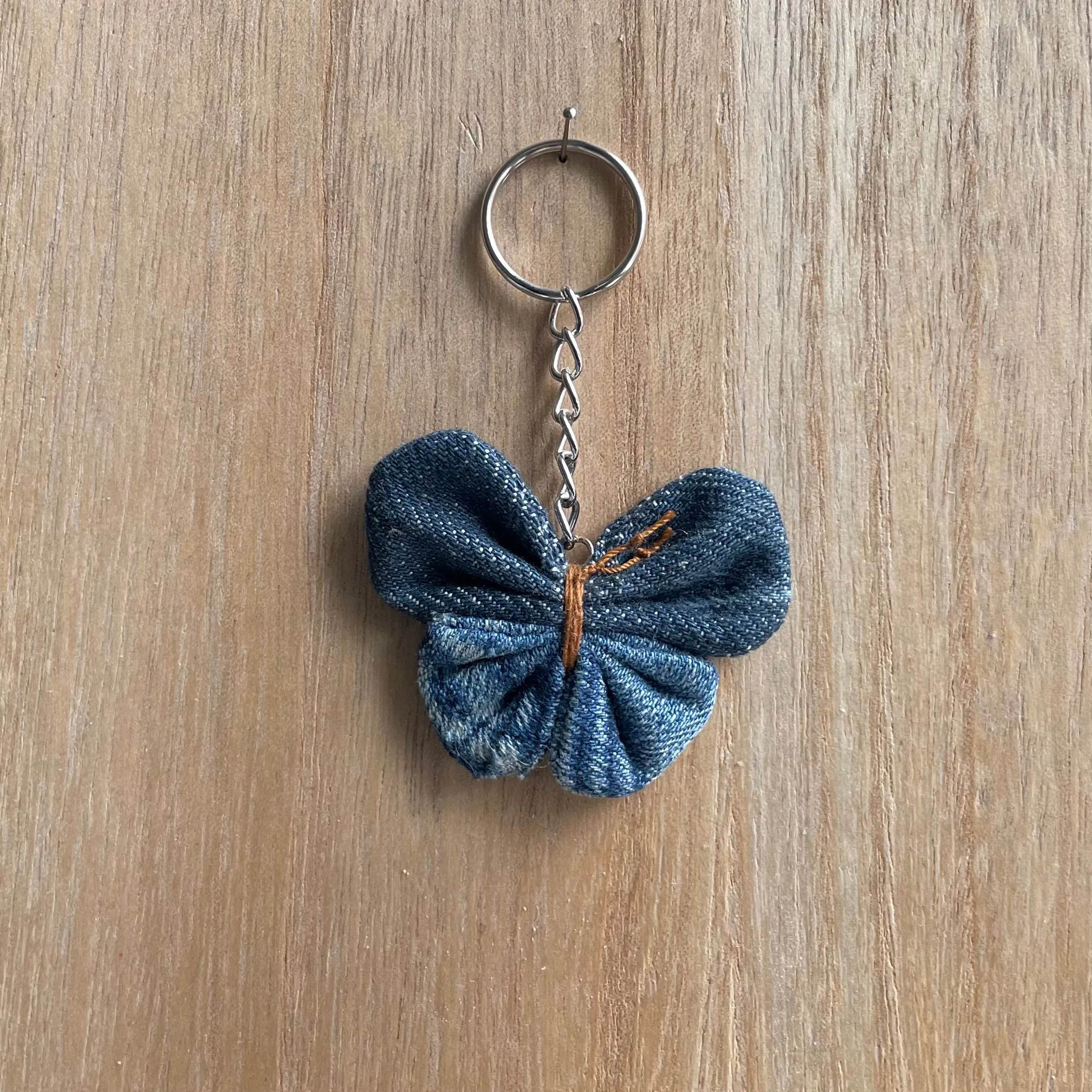 Keyring Denim Butterfly