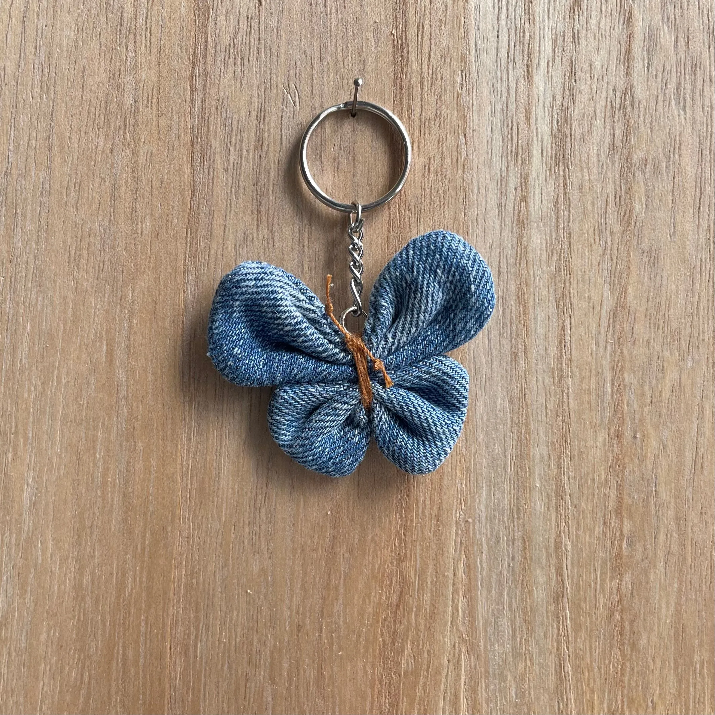 Keyring Denim Butterfly