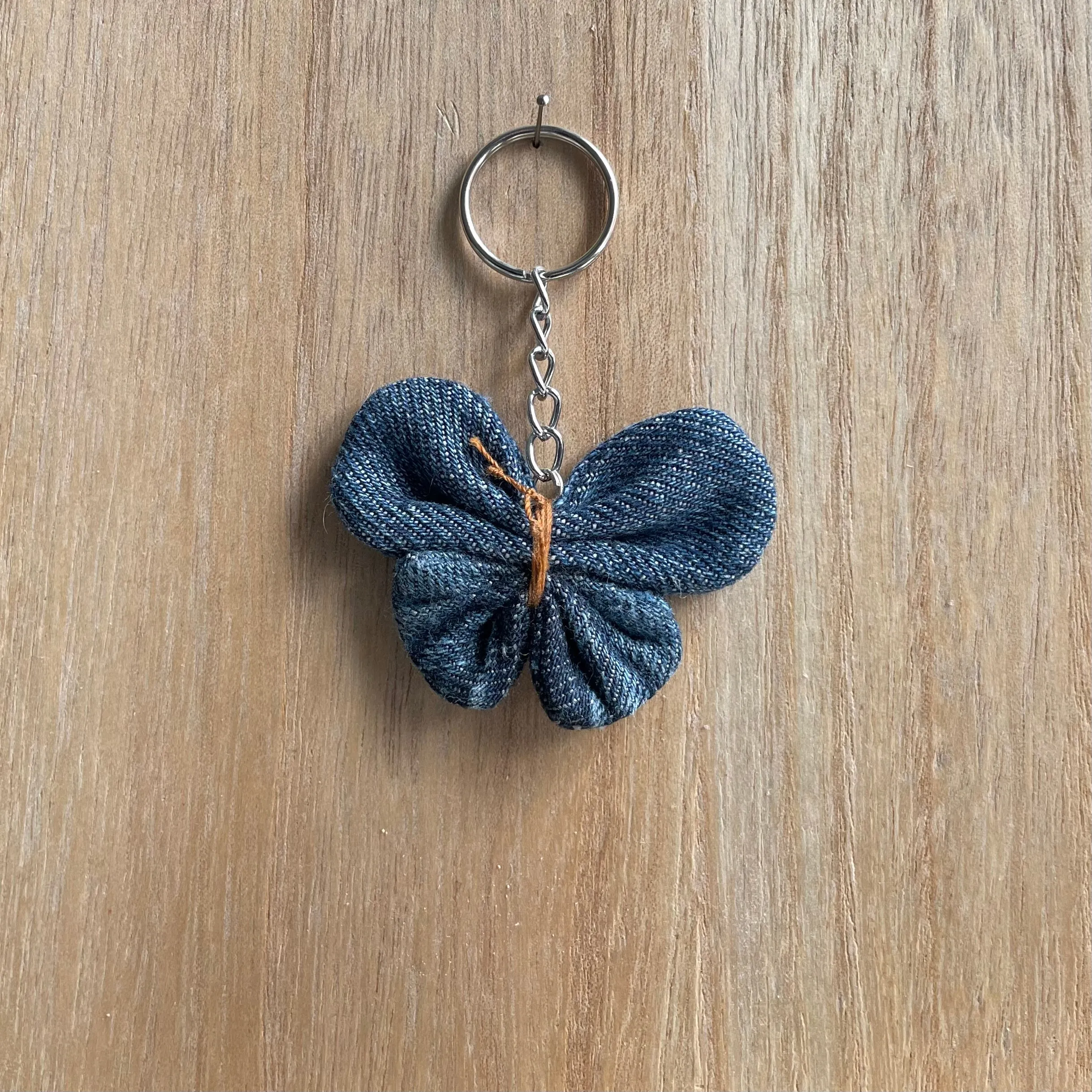 Keyring Denim Butterfly