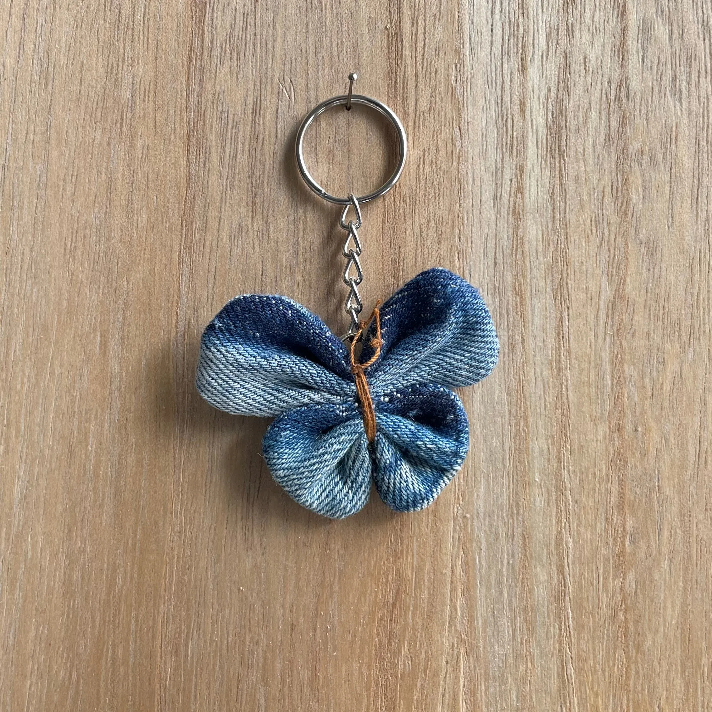 Keyring Denim Butterfly
