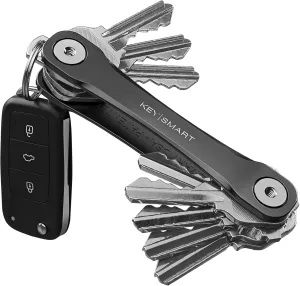 KEYSMART Key Holder for Keychain - Compact Key Organizer for Key Chain, Minimalist Clutter-Free EDC Keychains, Key Ring for Car Fobs Key Chains, Expandable (Up to 8 Keys, Black Flex)