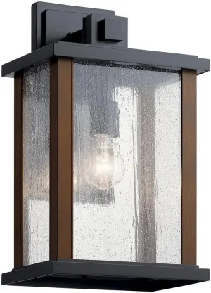 Kichler Marimount 17" Outdoor Wall Light in Black, 1-Light Exterior Wall Sconce with Clear Seeded Glass, (17" H x 10" W), 59018BK