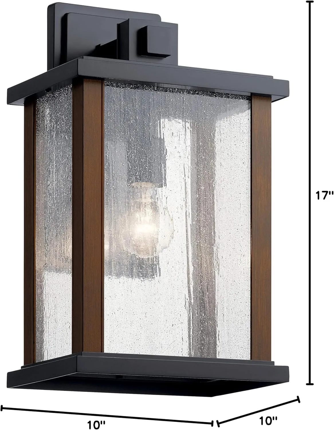 Kichler Marimount 17" Outdoor Wall Light in Black, 1-Light Exterior Wall Sconce with Clear Seeded Glass, (17" H x 10" W), 59018BK