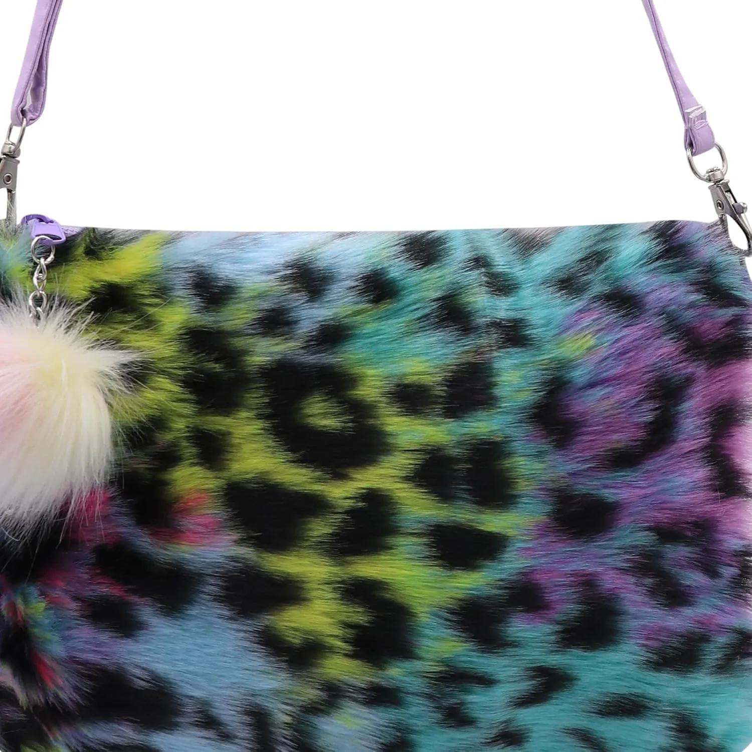 Kids Girls Fluffy Crossbody Purse Fuzzy Bag Plush Tie Dye Rainbow Shoulder Bag Handbag Wallet