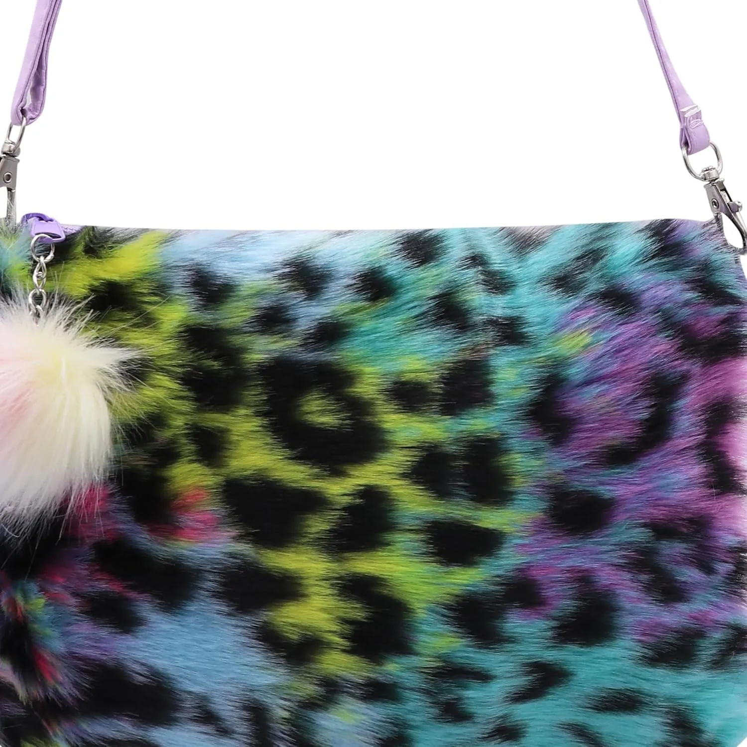 Kids Girls Fluffy Crossbody Purse Fuzzy Bag Plush Tie Dye Rainbow Shoulder Bag Handbag Wallet