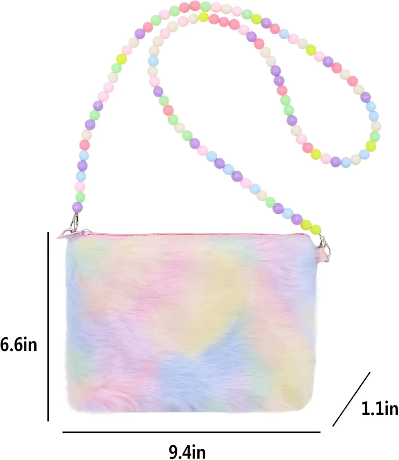 Kids Girls Fluffy Crossbody Purse Fuzzy Bag Plush Tie Dye Rainbow Shoulder Bag Handbag Wallet
