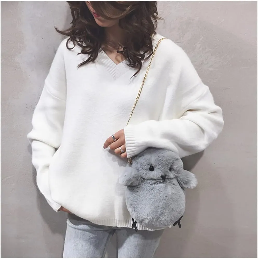 Kids Girls Pluse Cute Crossbody bag,Small Plush Kawaii Animal Handbag Purse for Women