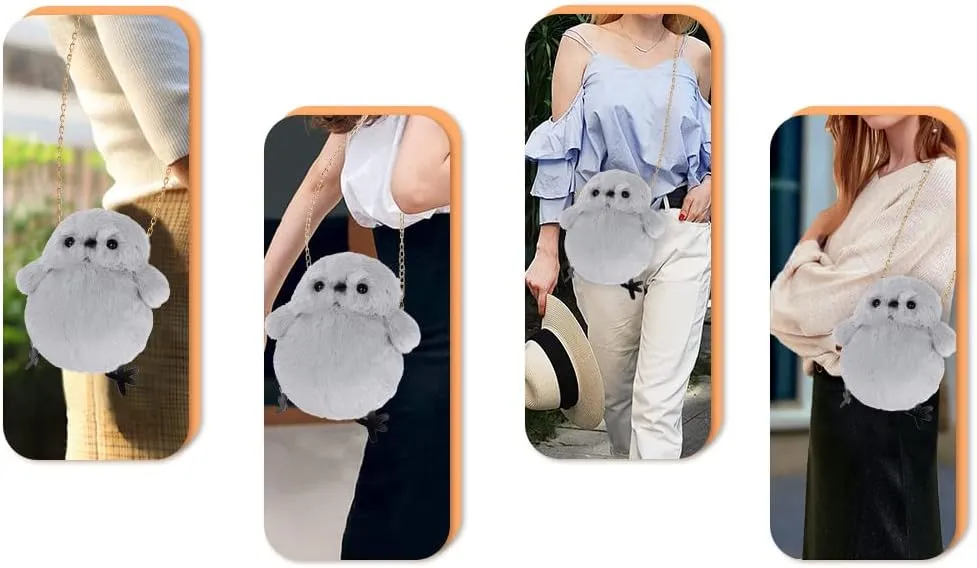 Kids Girls Pluse Cute Crossbody bag,Small Plush Kawaii Animal Handbag Purse for Women