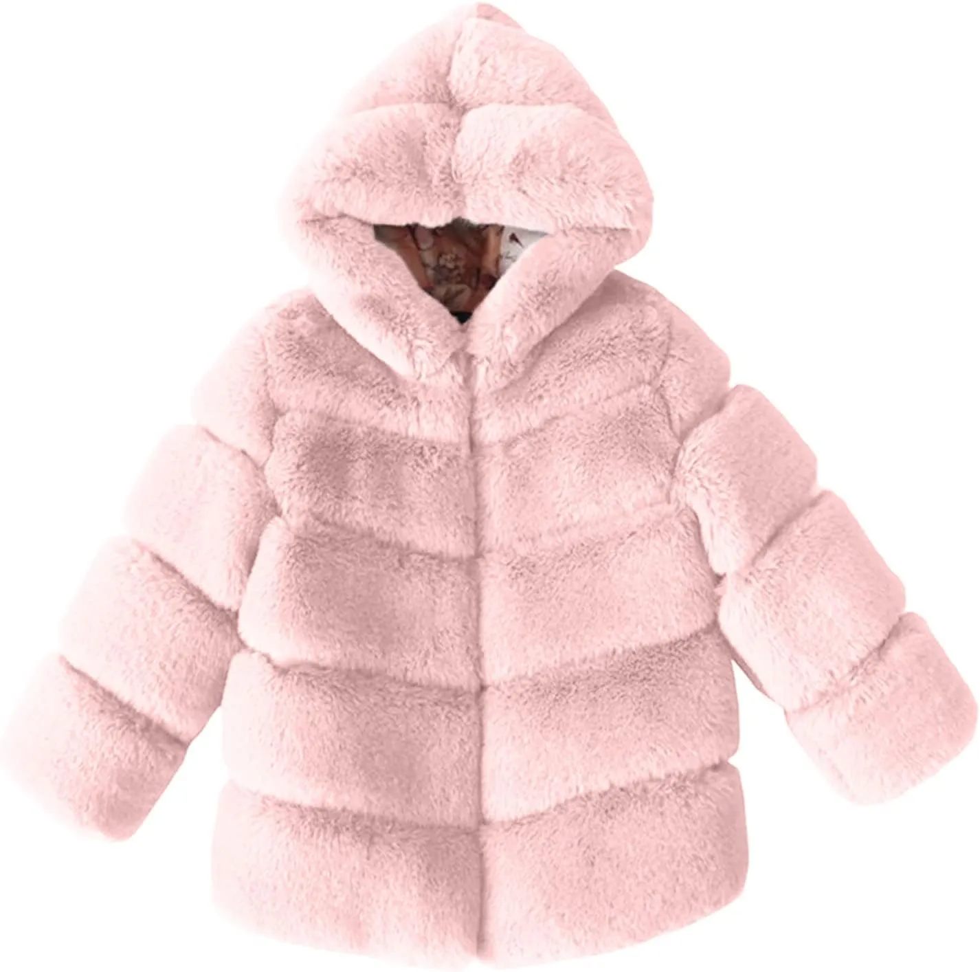 Kids Girls Warm Hooded Faux Fur Fleece Jacket Coat Thick Furry Fuzzy Jacket Outerwear Toddler Girls Winter Overcoat