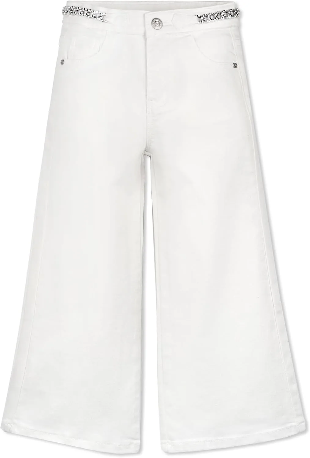 KIDSCOOL SPACE Girls Slim Fit Jeans,6T-14T Flash Chain Wide Leg Denim Pants Wide Leg Denim Pants