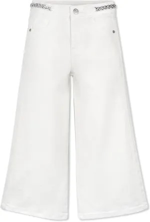 KIDSCOOL SPACE Girls Slim Fit Jeans,6T-14T Flash Chain Wide Leg Denim Pants Wide Leg Denim Pants