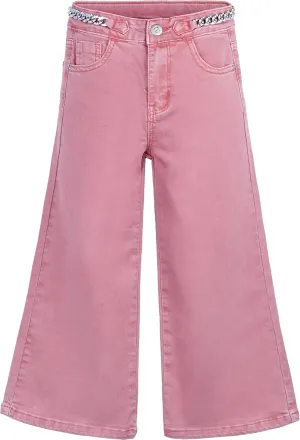 KIDSCOOL SPACE Girls Slim Fit Jeans,6T-14T Flash Chain Wide Leg Denim Pants Wide Leg Denim Pants