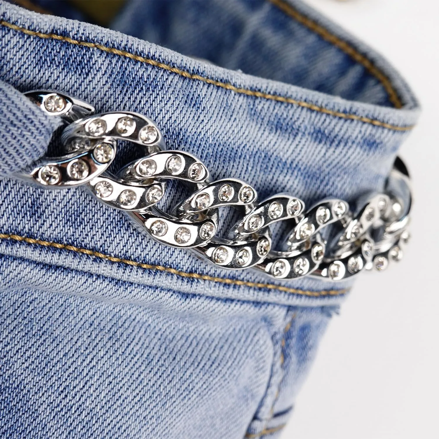 KIDSCOOL SPACE Girls Slim Fit Jeans,6T-14T Flash Chain Wide Leg Denim Pants Wide Leg Denim Pants