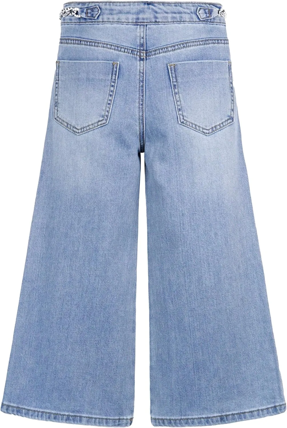 KIDSCOOL SPACE Girls Slim Fit Jeans,6T-14T Flash Chain Wide Leg Denim Pants Wide Leg Denim Pants