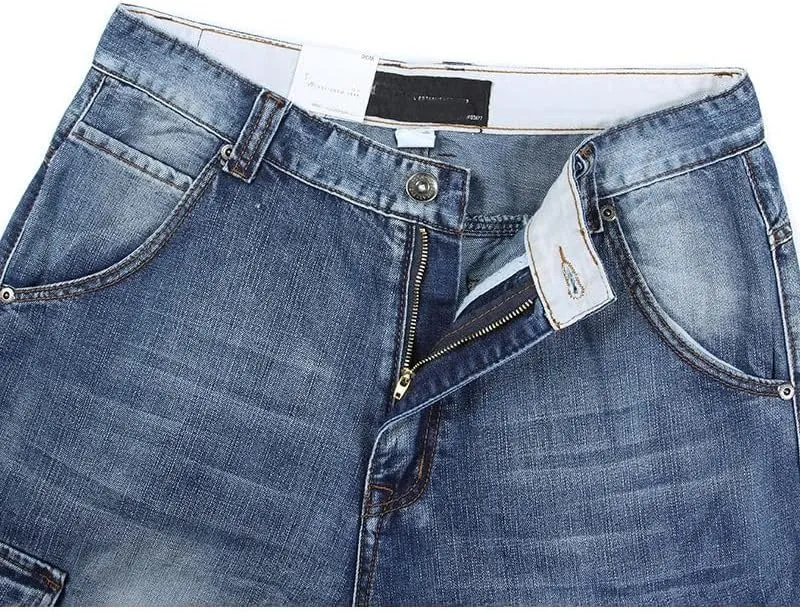 Kinghua Baggy Jean Shorts for Men Casual Loose Fit Hip Hop Denim Shorts