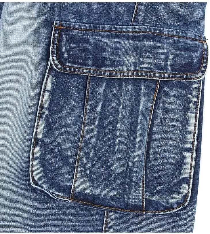 Kinghua Baggy Jean Shorts for Men Casual Loose Fit Hip Hop Denim Shorts