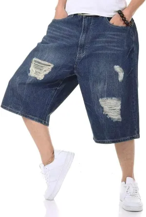 Kinghua Baggy Jean Shorts for Men Casual Loose Fit Hip Hop Denim Shorts