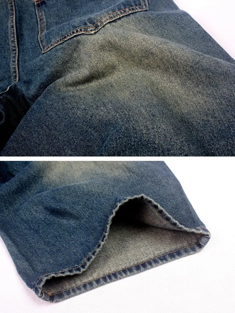 Kinghua Baggy Jean Shorts for Men Casual Loose Fit Hip Hop Denim Shorts