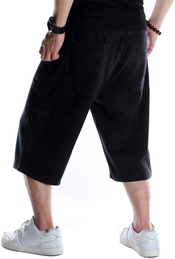 Kinghua Baggy Jean Shorts for Men Casual Loose Fit Hip Hop Skateboard Denim Shorts