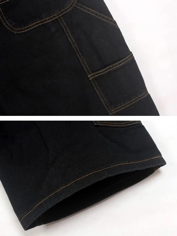 Kinghua Baggy Jean Shorts for Men Casual Loose Fit Hip Hop Skateboard Denim Shorts