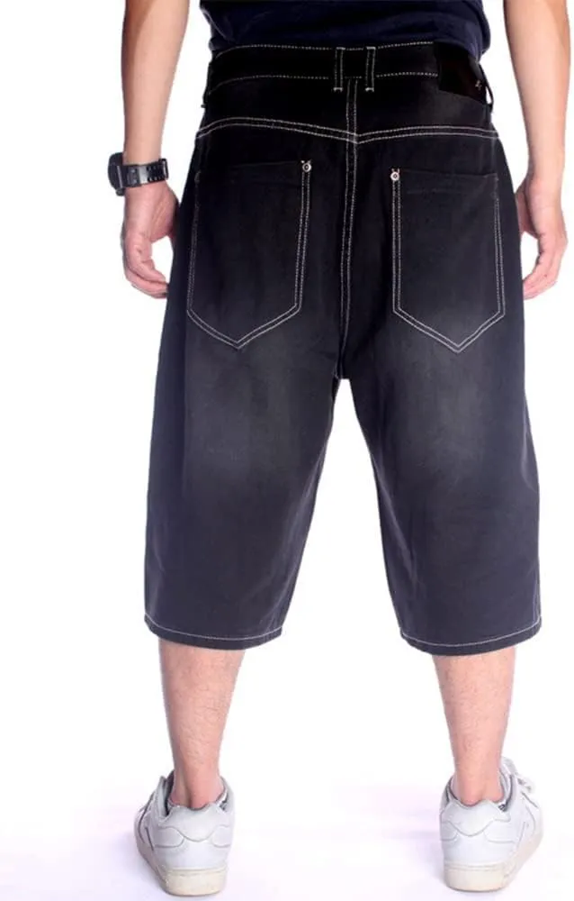 Kinghua Baggy Jean Shorts for Men Casual Loose Fit Hip Hop Skateboard Denim Shorts